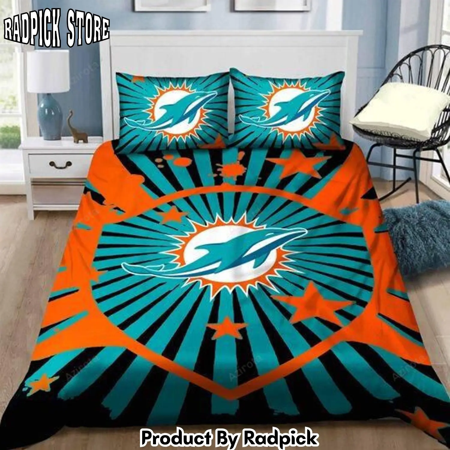 Radpick v6 miami dolphins bedding set sleepy halloween and christmas duvet cover pillow cases rp327523